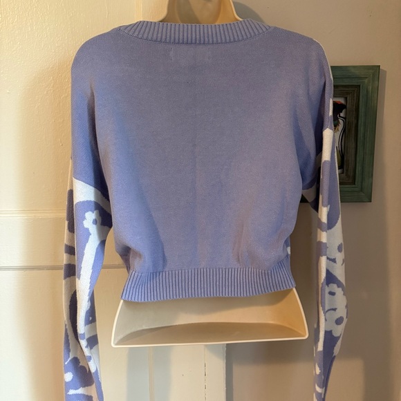 Hollister Floral Lavender Knit Sweater Cropped Top - Picture 5 of 7